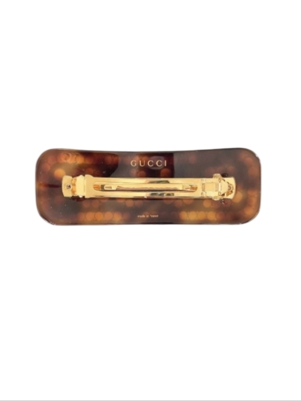 Gucci Tortoiseshell Hair Clip with Crystal Logo - Brown In Box - Picture 4 of 6